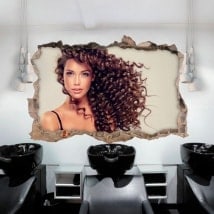 Vinilos paredes peluquería con estilo 3D
