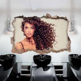 Vinilos paredes peluquería con estilo 3D