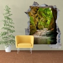 Vinilos pared 3D Finnich Glen Escocia Cascadas