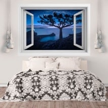 Ventana de vinilos 3D árbol en la bahía mágica