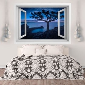 Ventana de vinilos 3D árbol en la bahía mágica
