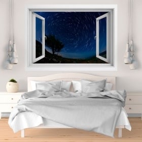 Ventana vinilos 3D estrellas en movimiento