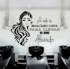 Vinilos peluquerías silueta y frase