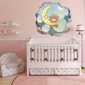 Vinilos infantiles osito dulces sue&ntilde;os 3D