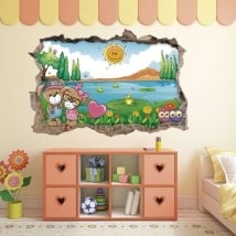 Vinilos infantiles perritos amorosos 3D