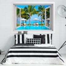 Ventana vinilos 3D playas de isla Mauricio