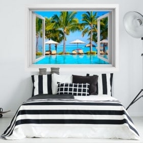 Ventana vinilos 3D playas de isla Mauricio