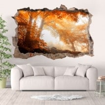 Vinilos paredes bosque en otoño 3D