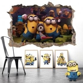 Vinilos decorativos paredes fiesta de minions 3D