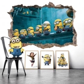 Vinilos de pared minions almuerzo en Nueva York 3D