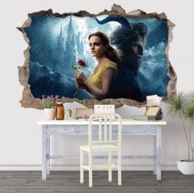 Vinilos decorativos la bella y la bestia 3D
