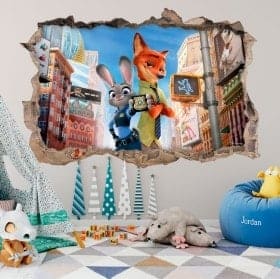 Vinilos infantiles de pared zootr&oacute;polis 3D