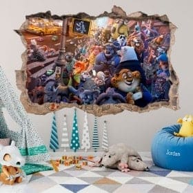 Vinilos decorativos infantiles zootr&oacute;polis 3D