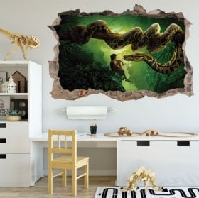Vinilos 3D agujero pared el libro de la selva