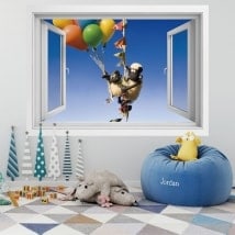 Vinilos paredes ventana la oveja Shaun 3D