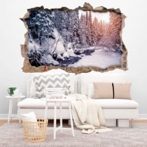 Vinilos decorativos Invierno Montes Cárpatos 3D