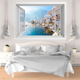 Vinilos de pared Invierno en Hallstatt Austria 3D