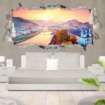 Vinilos 3D panorámica atardecer en Salzburgo Austria