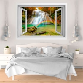 Vinilos decorativos arcoíris en la cascada 3D