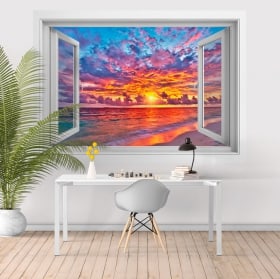 Vinilos atardecer en la playa 3D