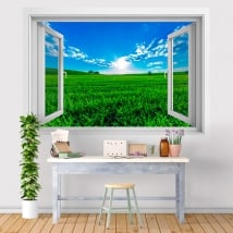 Vinilos paredes puesta de sol en el campo 3D