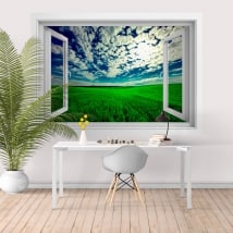 Vinilos atardecer en el campo 3D