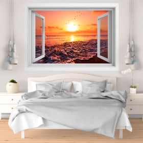 Vinilos y pegatinas atardecer en la playa 3D