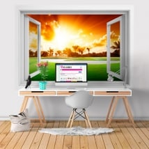 Vinilos ventana atardecer 3D