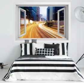 Vinilos de pared ciudad de noche 3D