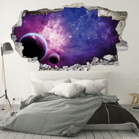 Vinilos paredes planetas y galaxia 3D