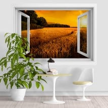 Vinilos y pegatinas atardecer en el campo de trigo 3D