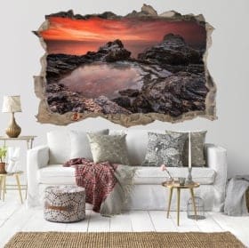 Vinilos decorativos atardecer Rocky Beach Bulgaria 3D