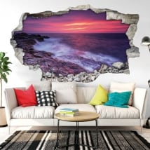 Vinilos decorativos atardecer en el mar negro 3D