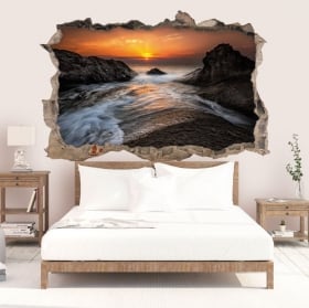Vinilos decorativos amanecer costa del mar negro 3D