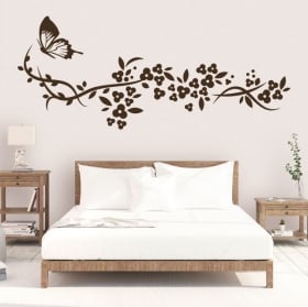 Vinilos decorativos mariposa y flores