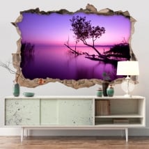 Vinilos decorativos atardecer en el lago 3D