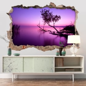 Vinilos decorativos atardecer en el lago 3D
