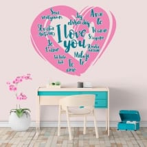 Vinilos decorativos te amo en varios idiomas