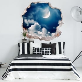 Vinilos decorativos luna y nubes 3D