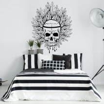 Vinilos decorativos calavera y plumas