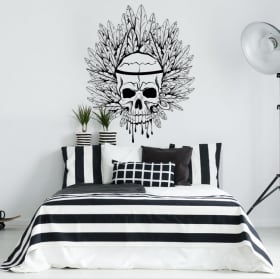 Vinilos decorativos calavera y plumas