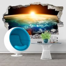 Vinilos decorativos planeta tierra y sol 3D