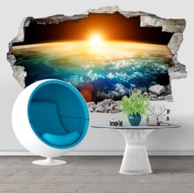 Vinilos decorativos planeta tierra y sol 3D