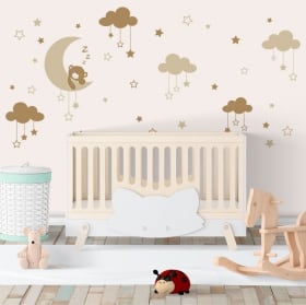 Vinilos infantiles osito dormilón en la luna