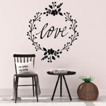Vinilos decorativos love con flores