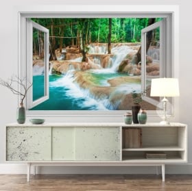 Vinilos cataratas Laos Kuang Si 3D