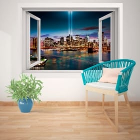 Vinilos de pared ventana Nueva York 3D