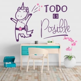 Vinilos decorativos unicornio frase es posible