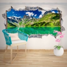 Vinilos decorativos lago y montañas nevadas 3D