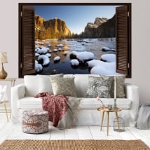 Vinilos montañas parque nacional de Yosemite 3D